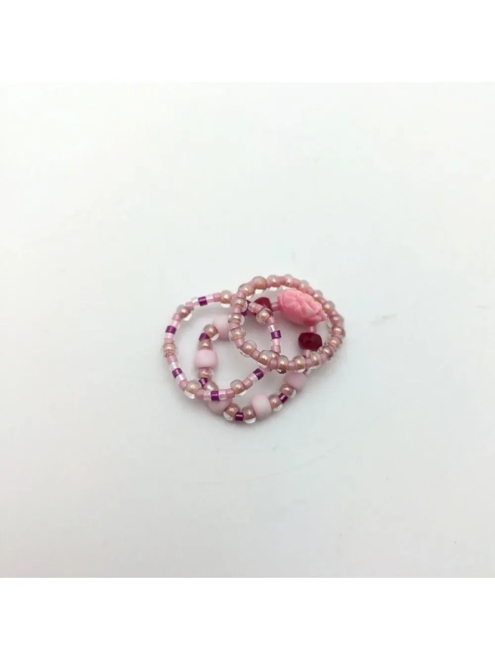 381MIDALANE Genuine Ruby & Bead Stretch Rings